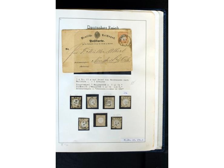 1872/1874, meist gestempelte Sammlung mit einigen Doubletten, Paaren, schönen Briefstücken und einigen Belegen, dabei bessere