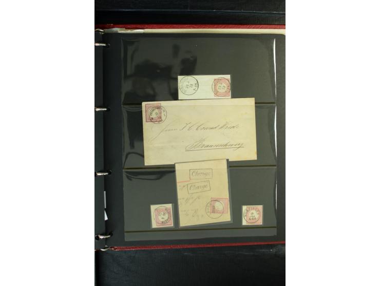 1872/1875, Sammlung mit losen gestempelten Marken inkl. Paaren und Einheiten, einigen schönen Briefstücken und ca.35 Briefen,