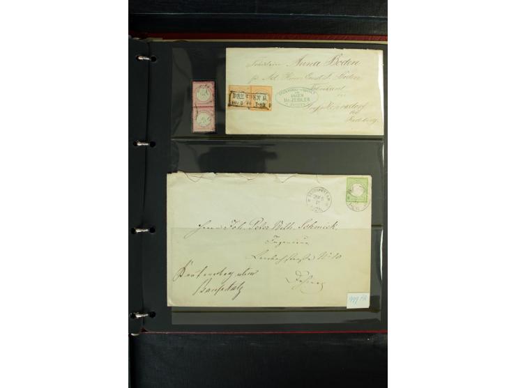1872/1875, Sammlung mit losen gestempelten Marken inkl. Paaren und Einheiten, einigen schönen Briefstücken und ca.35 Briefen,