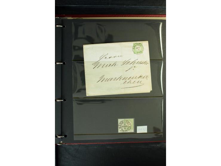 1872/1875, Sammlung mit losen gestempelten Marken inkl. Paaren und Einheiten, einigen schönen Briefstücken und ca.35 Briefen,