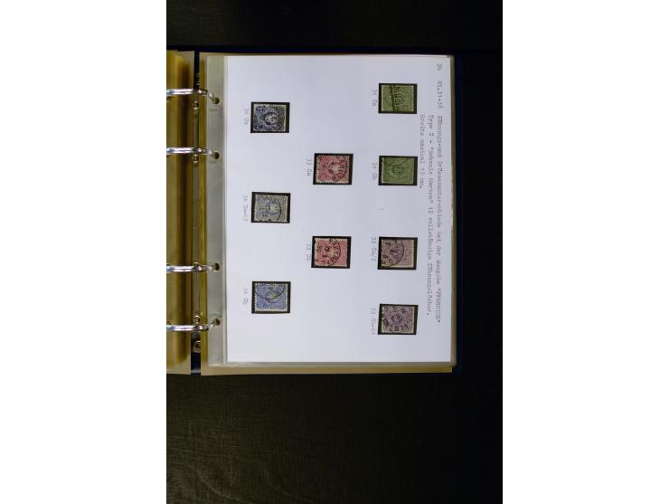 1875/1879, meist gestempelte Spezialsammlung inkl. 2 M. Innendienst mit besseren Farben, Zwischenstegpaaren, Zähnungs-Variant