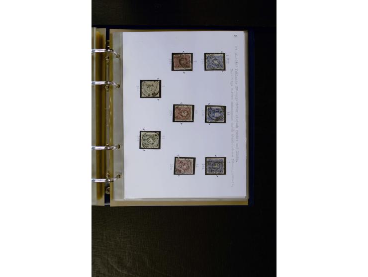 1875/1879, meist gestempelte Spezialsammlung inkl. 2 M. Innendienst mit besseren Farben, Zwischenstegpaaren, Zähnungs-Variant