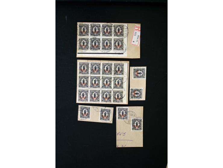 1920, Bayern-Abschied 2½ M. Steindruck, 48 Stück, dabei Einheiten, auf Briefstücken, alle sign. Infla / Fleiner BPP (Mi.-Nr. 