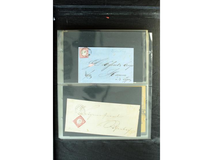 1872/1874, Sammlung mit über 100 Briefen, Karten und Ganzsachen, dabei Einzel- und Mehrfrankaturen mit besseren (u.a. Mi.-Nr.