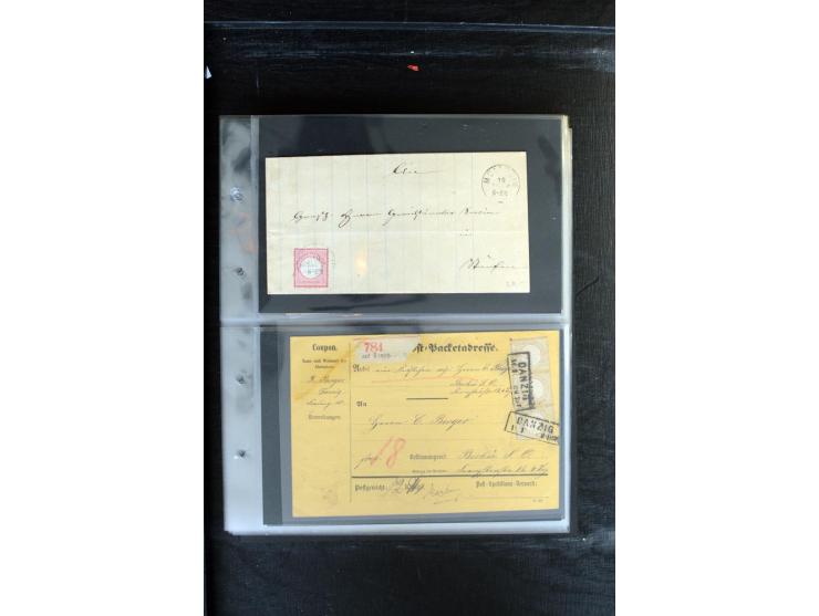 1872/1874, Sammlung mit über 100 Briefen, Karten und Ganzsachen, dabei Einzel- und Mehrfrankaturen mit besseren (u.a. Mi.-Nr.