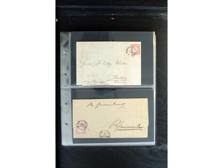 1872/1874, Sammlung mit über 100 Briefen, Karten und Ganzsachen, dabei Einzel- und Mehrfrankaturen mit besseren (u.a. Mi.-Nr.