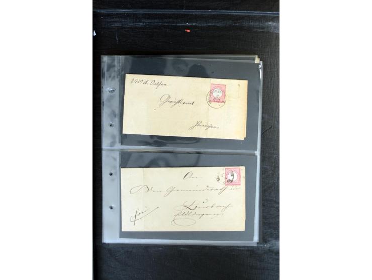 1872/1874, Sammlung mit über 100 Briefen, Karten und Ganzsachen, dabei Einzel- und Mehrfrankaturen mit besseren (u.a. Mi.-Nr.