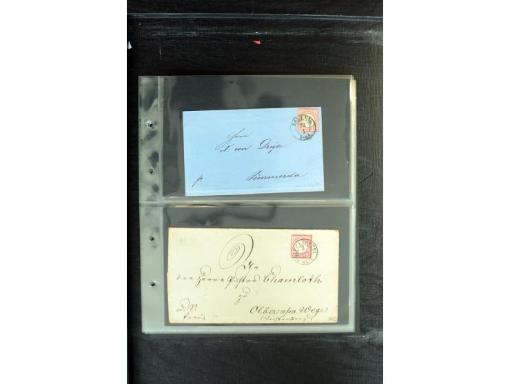 1872/1874, Sammlung mit über 100 Briefen, Karten und Ganzsachen, dabei Einzel- und Mehrfrankaturen mit besseren (u.a. Mi.-Nr.