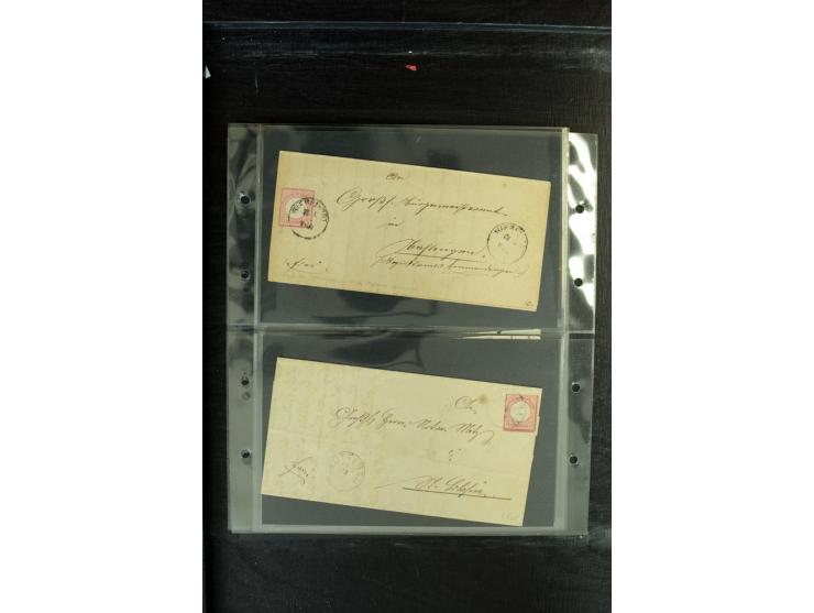 1872/1874, Sammlung mit über 100 Briefen, Karten und Ganzsachen, dabei Einzel- und Mehrfrankaturen mit besseren (u.a. Mi.-Nr.
