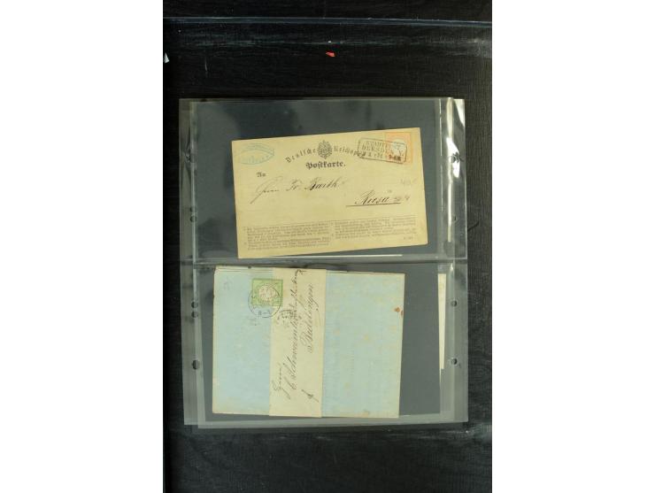 1872/1874, Sammlung mit über 100 Briefen, Karten und Ganzsachen, dabei Einzel- und Mehrfrankaturen mit besseren (u.a. Mi.-Nr.