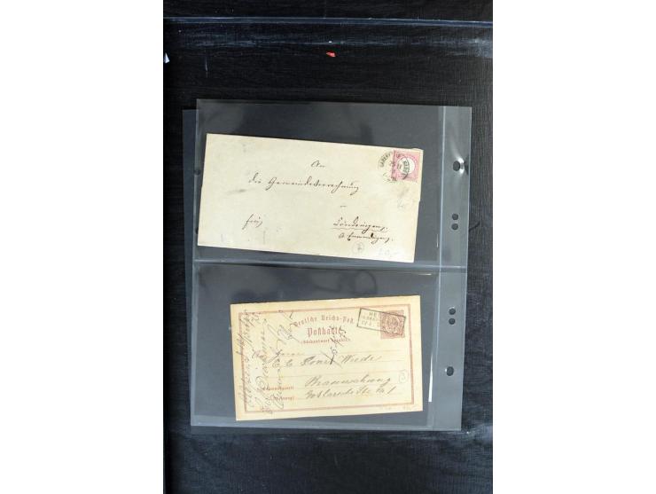 1872/1874, Sammlung mit über 100 Briefen, Karten und Ganzsachen, dabei Einzel- und Mehrfrankaturen mit besseren (u.a. Mi.-Nr.