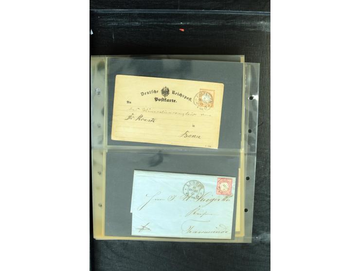 1872/1874, Sammlung mit über 100 Briefen, Karten und Ganzsachen, dabei Einzel- und Mehrfrankaturen mit besseren (u.a. Mi.-Nr.