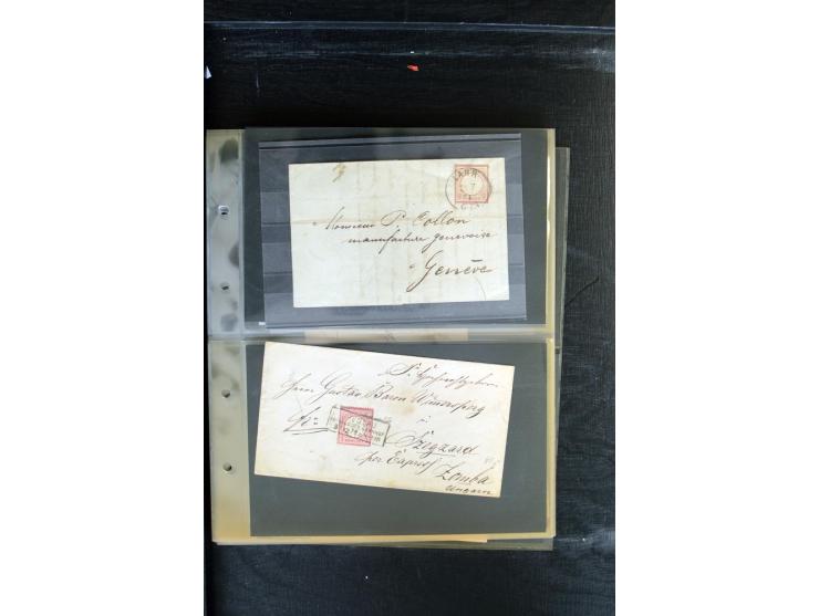 1872/1874, Sammlung mit über 100 Briefen, Karten und Ganzsachen, dabei Einzel- und Mehrfrankaturen mit besseren (u.a. Mi.-Nr.