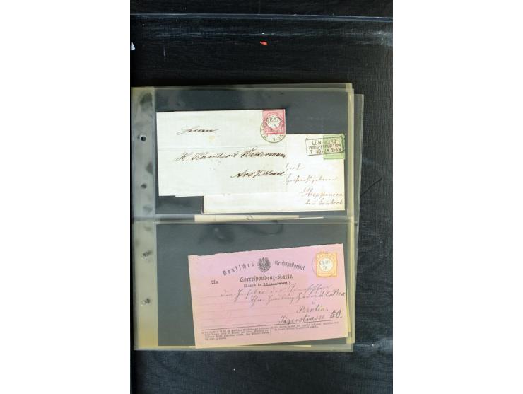 1872/1874, Sammlung mit über 100 Briefen, Karten und Ganzsachen, dabei Einzel- und Mehrfrankaturen mit besseren (u.a. Mi.-Nr.