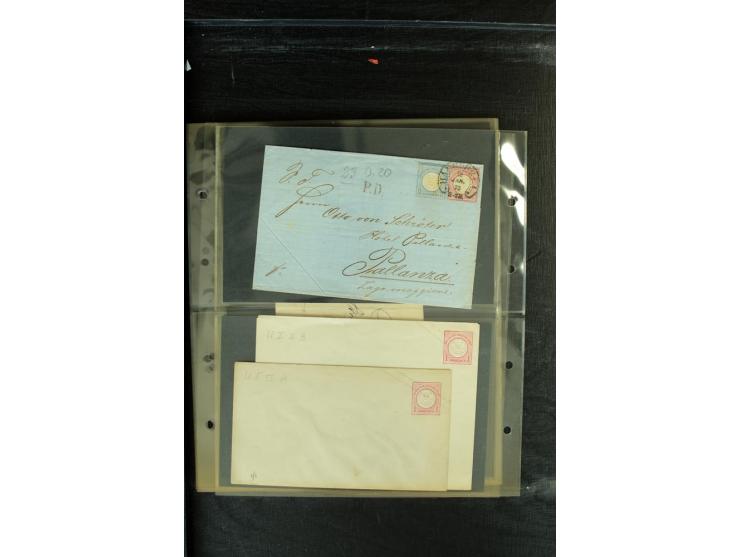 1872/1874, Sammlung mit über 100 Briefen, Karten und Ganzsachen, dabei Einzel- und Mehrfrankaturen mit besseren (u.a. Mi.-Nr.