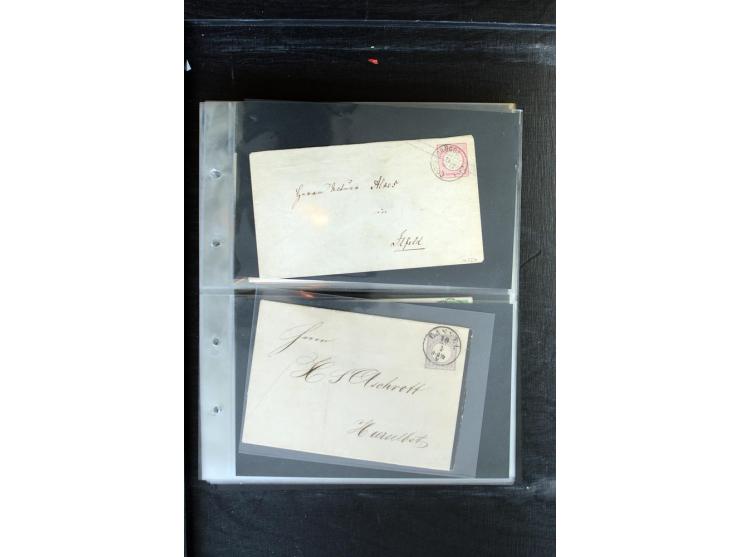 1872/1874, Sammlung mit über 100 Briefen, Karten und Ganzsachen, dabei Einzel- und Mehrfrankaturen mit besseren (u.a. Mi.-Nr.