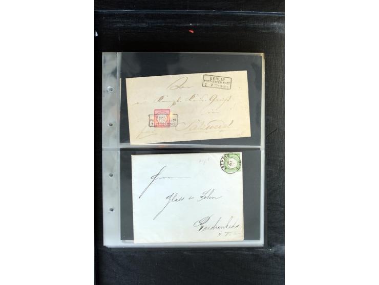 1872/1874, Sammlung mit über 100 Briefen, Karten und Ganzsachen, dabei Einzel- und Mehrfrankaturen mit besseren (u.a. Mi.-Nr.