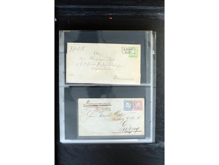 1872/1874, Sammlung mit über 100 Briefen, Karten und Ganzsachen, dabei Einzel- und Mehrfrankaturen mit besseren (u.a. Mi.-Nr.