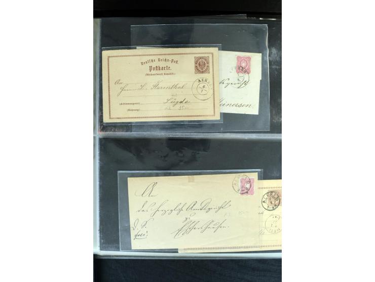 1872/1900, Brustschild bis Kron/Adler, interessanter Posten mit Einzel- und Mehrfachfrankaturen, Auslandspost mit Paketkarten