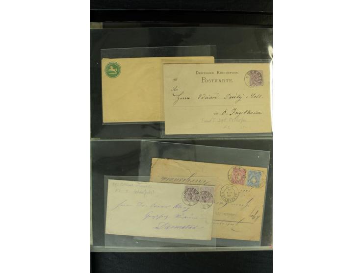 1872/1900, Brustschild bis Kron/Adler, interessanter Posten mit Einzel- und Mehrfachfrankaturen, Auslandspost mit Paketkarten