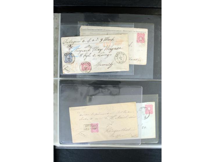 1872/1900, Brustschild bis Kron/Adler, interessanter Posten mit Einzel- und Mehrfachfrankaturen, Auslandspost mit Paketkarten