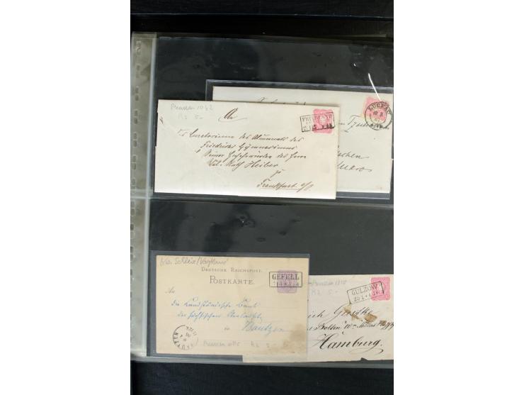 1872/1900, Brustschild bis Kron/Adler, interessanter Posten mit Einzel- und Mehrfachfrankaturen, Auslandspost mit Paketkarten
