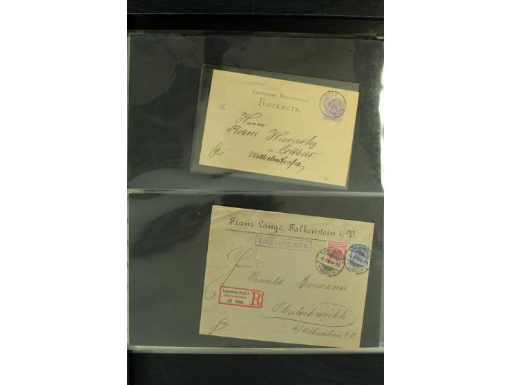 1872/1900, Brustschild bis Kron/Adler, interessanter Posten mit Einzel- und Mehrfachfrankaturen, Auslandspost mit Paketkarten