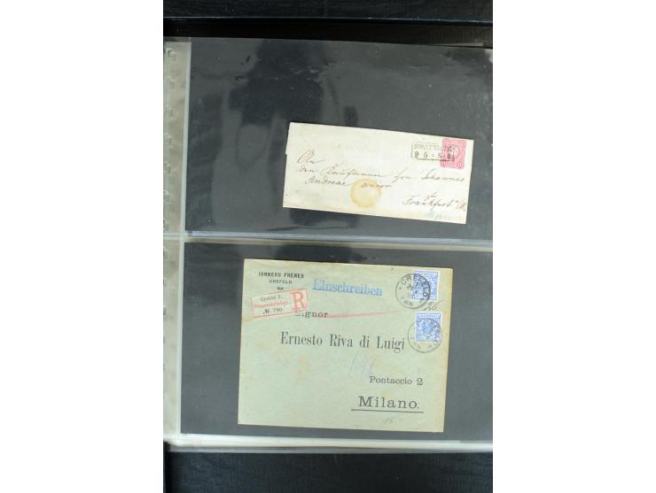 1872/1900, Brustschild bis Kron/Adler, interessanter Posten mit Einzel- und Mehrfachfrankaturen, Auslandspost mit Paketkarten