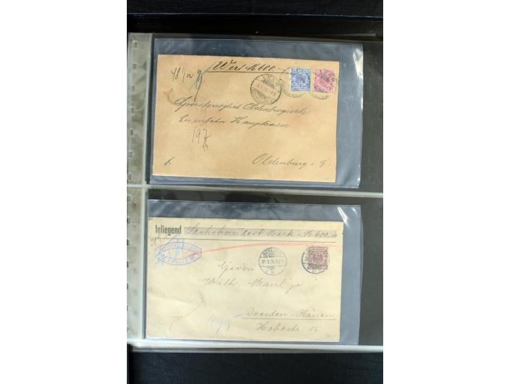1872/1900, Brustschild bis Kron/Adler, interessanter Posten mit Einzel- und Mehrfachfrankaturen, Auslandspost mit Paketkarten