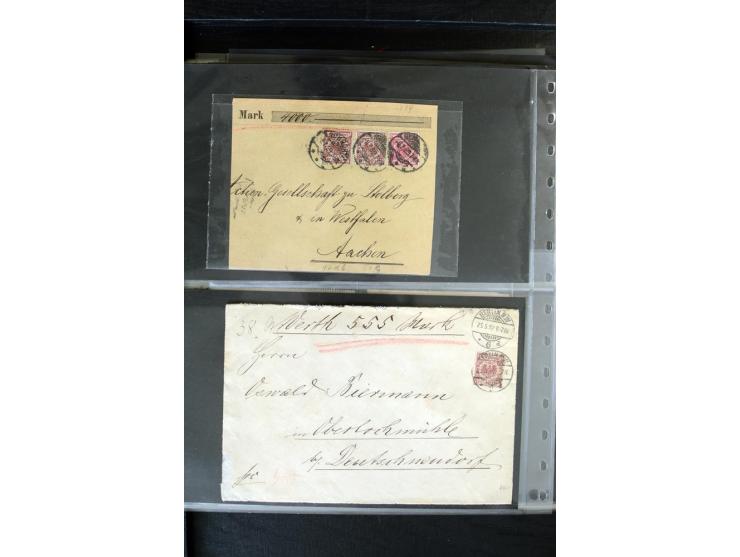 1872/1900, Brustschild bis Kron/Adler, interessanter Posten mit Einzel- und Mehrfachfrankaturen, Auslandspost mit Paketkarten