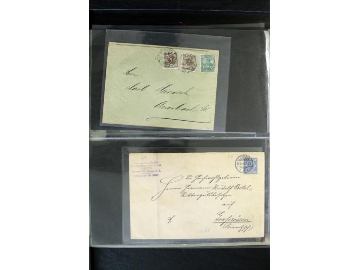 1872/1900, Brustschild bis Kron/Adler, interessanter Posten mit Einzel- und Mehrfachfrankaturen, Auslandspost mit Paketkarten