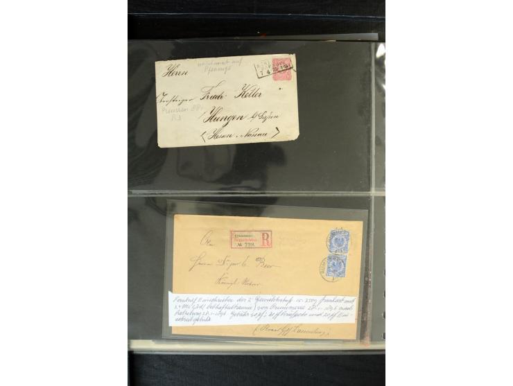 1872/1900, Brustschild bis Kron/Adler, interessanter Posten mit Einzel- und Mehrfachfrankaturen, Auslandspost mit Paketkarten