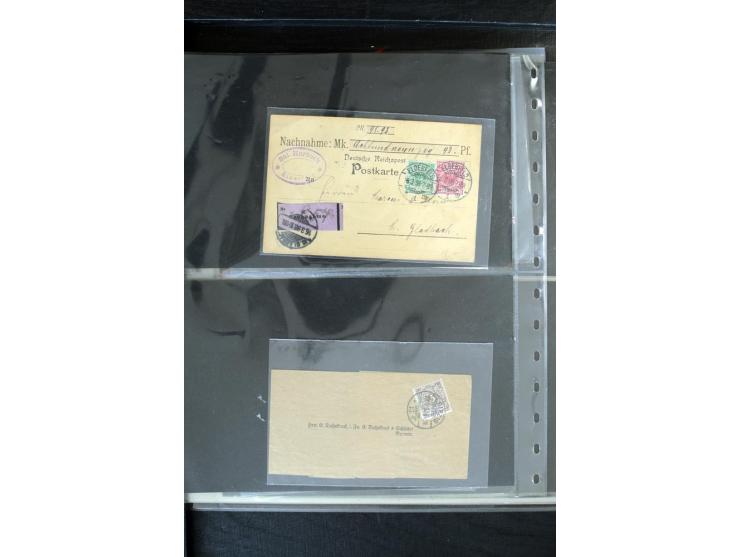 1872/1900, Brustschild bis Kron/Adler, interessanter Posten mit Einzel- und Mehrfachfrankaturen, Auslandspost mit Paketkarten