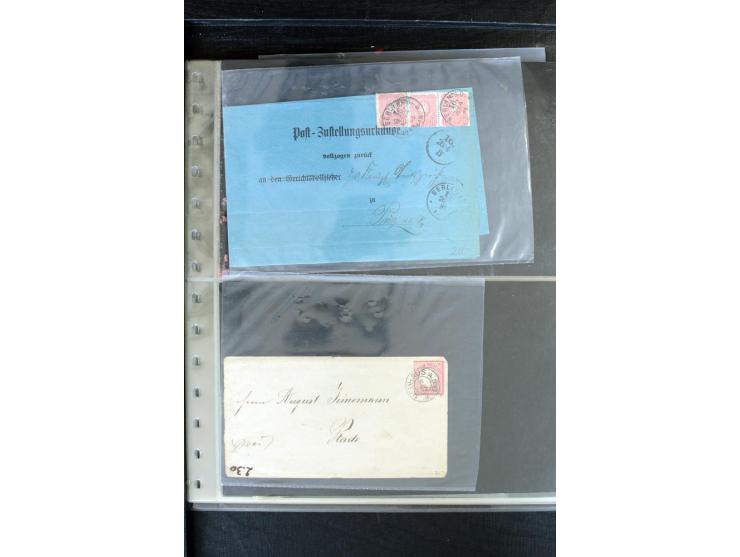 1872/1900, Brustschild bis Kron/Adler, interessanter Posten mit Einzel- und Mehrfachfrankaturen, Auslandspost mit Paketkarten