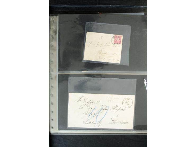 1872/1900, Brustschild bis Kron/Adler, interessanter Posten mit Einzel- und Mehrfachfrankaturen, Auslandspost mit Paketkarten
