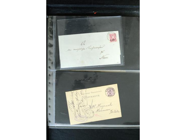 1872/1900, Brustschild bis Kron/Adler, interessanter Posten mit Einzel- und Mehrfachfrankaturen, Auslandspost mit Paketkarten