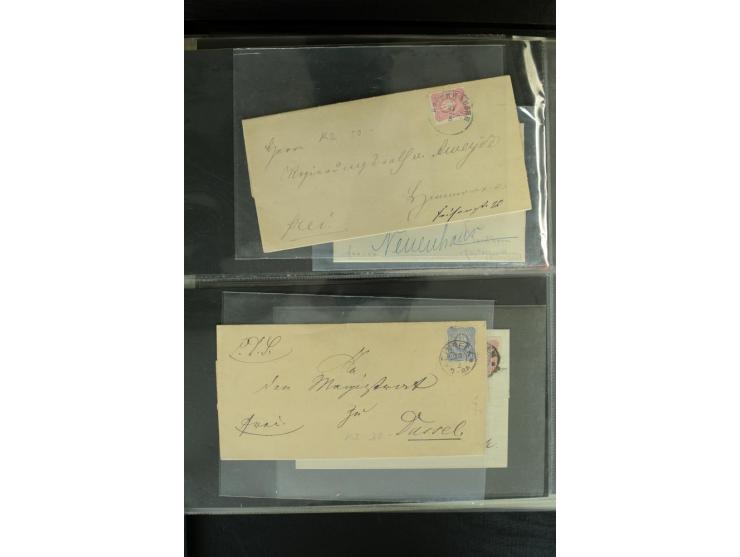 1872/1900, Brustschild bis Kron/Adler, interessanter Posten mit Einzel- und Mehrfachfrankaturen, Auslandspost mit Paketkarten