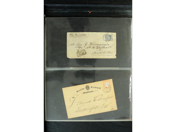 1872/1900, Brustschild bis Kron/Adler, interessanter Posten mit Einzel- und Mehrfachfrankaturen, Auslandspost mit Paketkarten