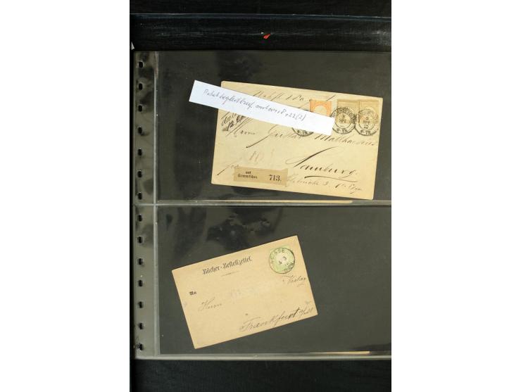 1872/1900, Brustschild bis Kron/Adler, interessanter Posten mit Einzel- und Mehrfachfrankaturen, Auslandspost mit Paketkarten