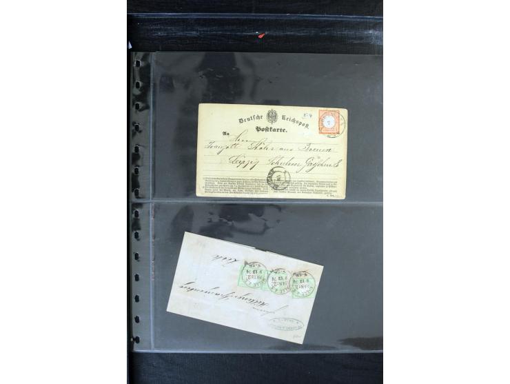 1872/1900, Brustschild bis Kron/Adler, interessanter Posten mit Einzel- und Mehrfachfrankaturen, Auslandspost mit Paketkarten