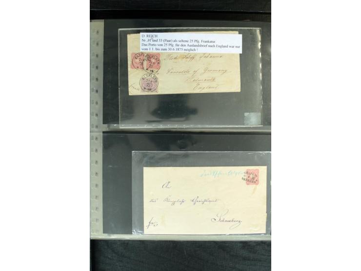 1872/1900, Brustschild bis Kron/Adler, interessanter Posten mit Einzel- und Mehrfachfrankaturen, Auslandspost mit Paketkarten