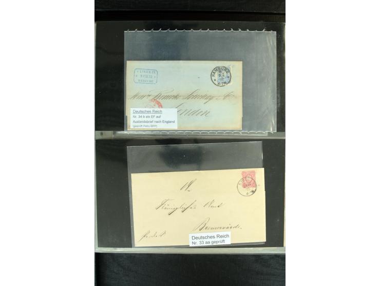 1872/1900, Brustschild bis Kron/Adler, interessanter Posten mit Einzel- und Mehrfachfrankaturen, Auslandspost mit Paketkarten