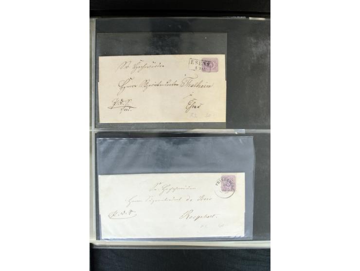 1872/1900, Brustschild bis Kron/Adler, interessanter Posten mit Einzel- und Mehrfachfrankaturen, Auslandspost mit Paketkarten