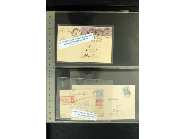 1872/1900, Brustschild bis Kron/Adler, interessanter Posten mit Einzel- und Mehrfachfrankaturen, Auslandspost mit Paketkarten