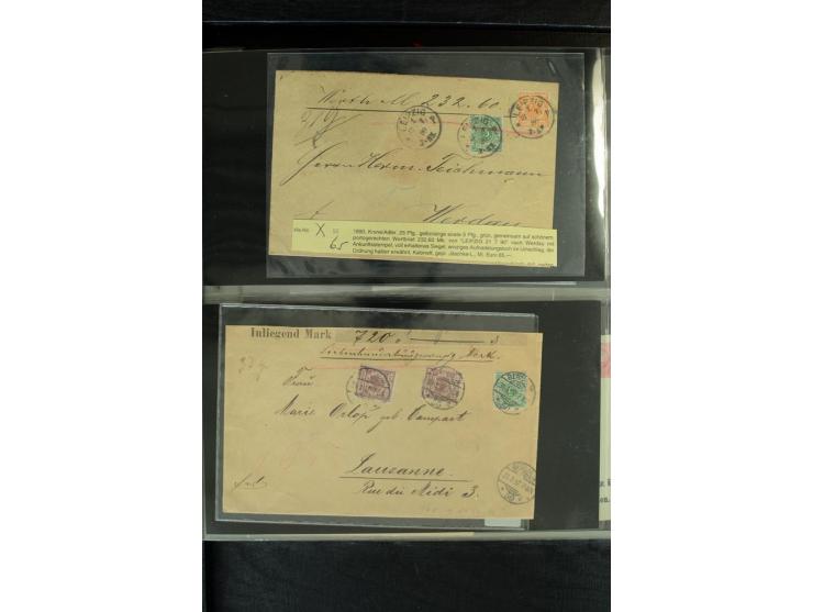 1872/1900, Brustschild bis Kron/Adler, interessanter Posten mit Einzel- und Mehrfachfrankaturen, Auslandspost mit Paketkarten