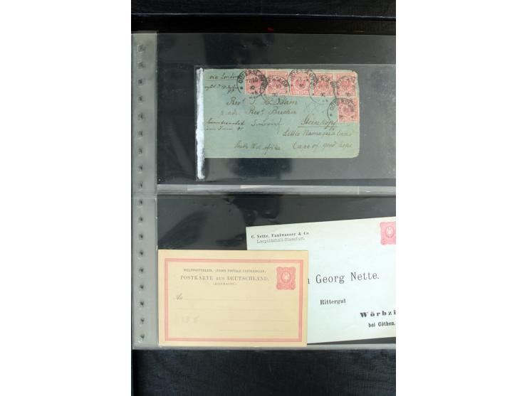 1872/1900, Brustschild bis Kron/Adler, interessanter Posten mit Einzel- und Mehrfachfrankaturen, Auslandspost mit Paketkarten