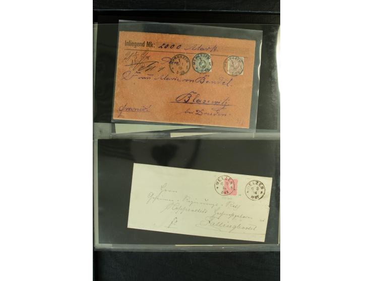 1872/1900, Brustschild bis Kron/Adler, interessanter Posten mit Einzel- und Mehrfachfrankaturen, Auslandspost mit Paketkarten