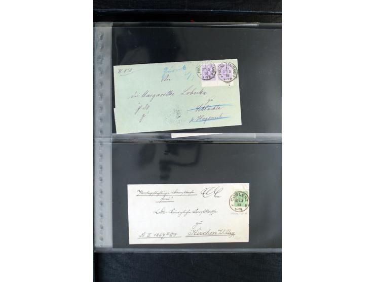1872/1900, Brustschild bis Kron/Adler, interessanter Posten mit Einzel- und Mehrfachfrankaturen, Auslandspost mit Paketkarten