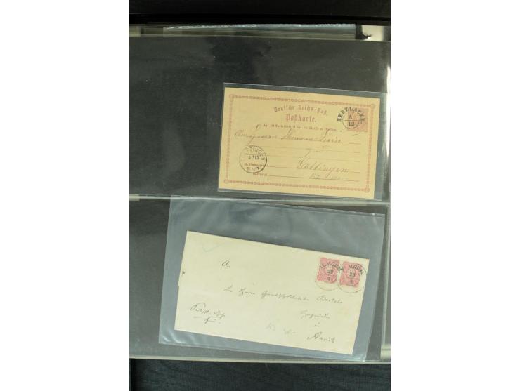 1872/1900, Brustschild bis Kron/Adler, interessanter Posten mit Einzel- und Mehrfachfrankaturen, Auslandspost mit Paketkarten