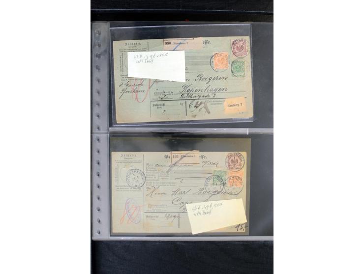 1872/1900, Brustschild bis Kron/Adler, interessanter Posten mit Einzel- und Mehrfachfrankaturen, Auslandspost mit Paketkarten